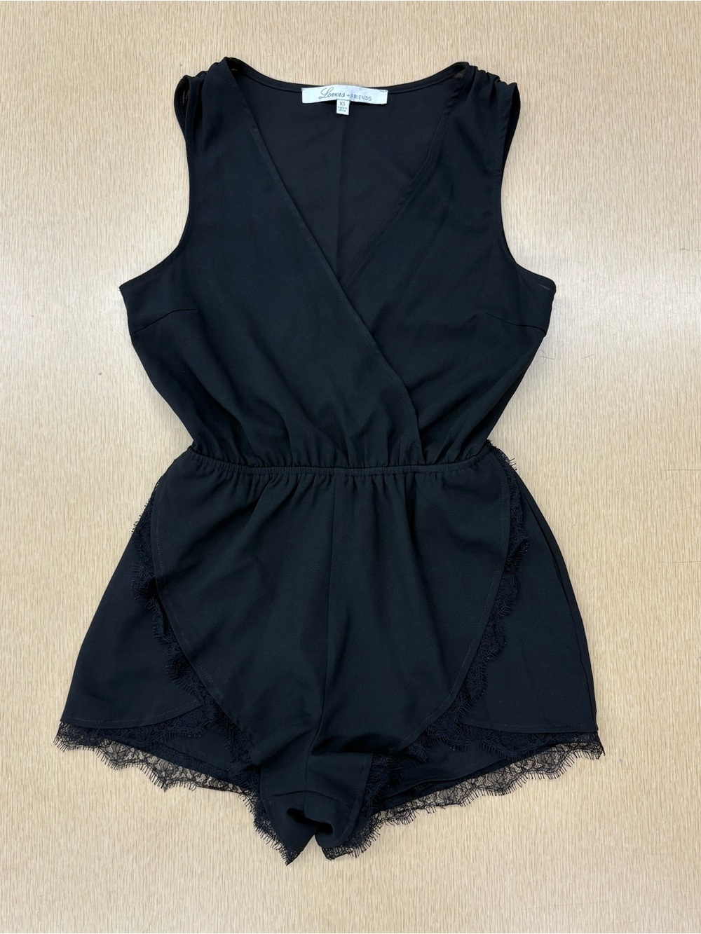 Lovers + Friends black lace romper
